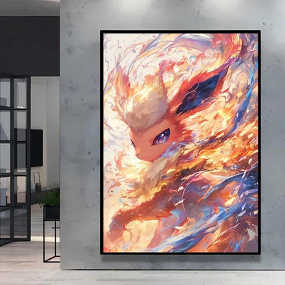 Pokemon Cartoon Poster Retro Pikachu Bulbasaur Mewtwo Anime Figures Canvas Painting Wall Decoration Poster Kids Decorate