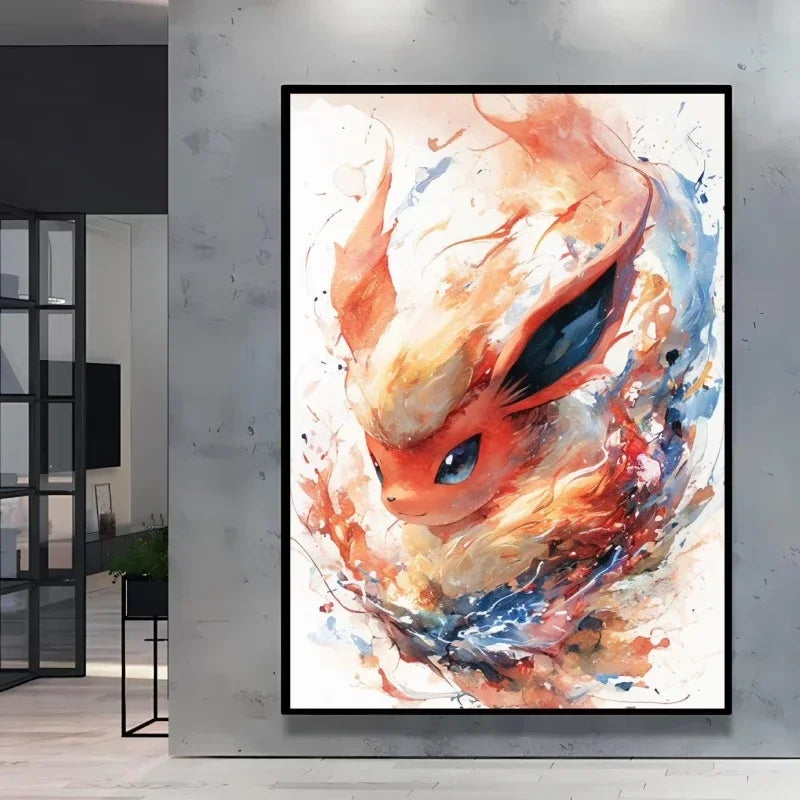 Pokemon Cartoon Poster Retro Pikachu Bulbasaur Mewtwo Anime Figures Canvas Painting Wall Decoration Poster Kids Decorate