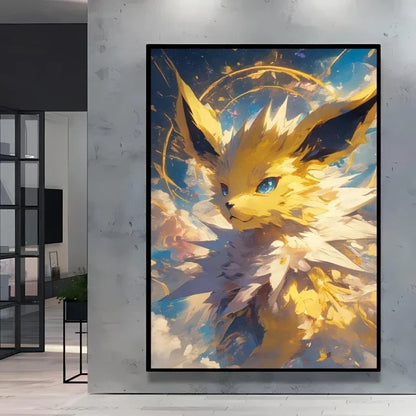 Pokemon Cartoon Poster Retro Pikachu Bulbasaur Mewtwo Anime Figures Canvas Painting Wall Decoration Poster Kids Decorate