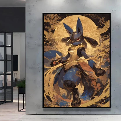 Pokemon Cartoon Poster Retro Pikachu Bulbasaur Mewtwo Anime Figures Canvas Painting Wall Decoration Poster Kids Decorate