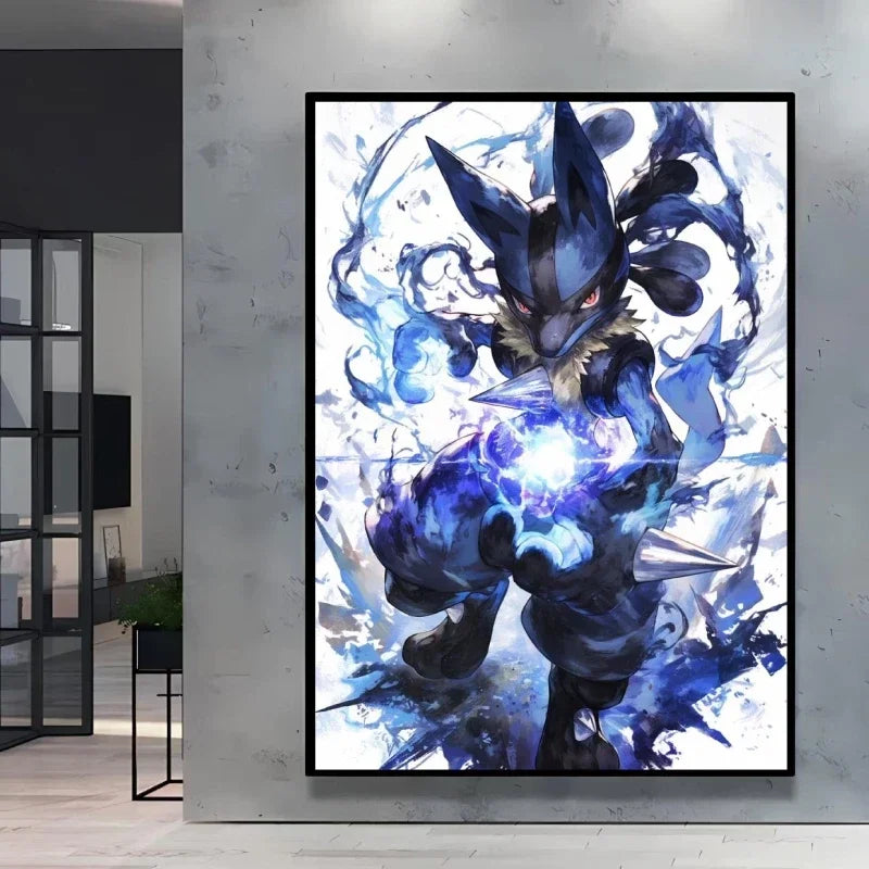 Pokemon Cartoon Poster Retro Pikachu Bulbasaur Mewtwo Anime Figures Canvas Painting Wall Decoration Poster Kids Decorate
