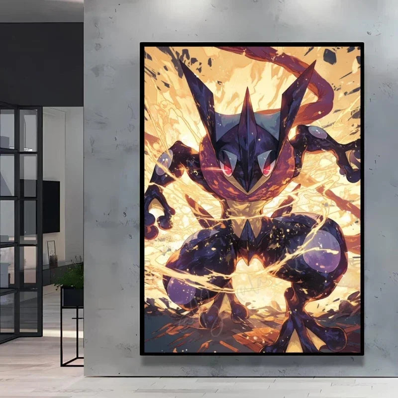 Pokemon Cartoon Poster Retro Pikachu Bulbasaur Mewtwo Anime Figures Canvas Painting Wall Decoration Poster Kids Decorate