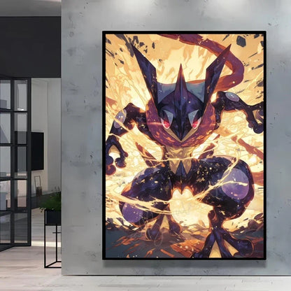 Pokemon Cartoon Poster Retro Pikachu Bulbasaur Mewtwo Anime Figures Canvas Painting Wall Decoration Poster Kids Decorate
