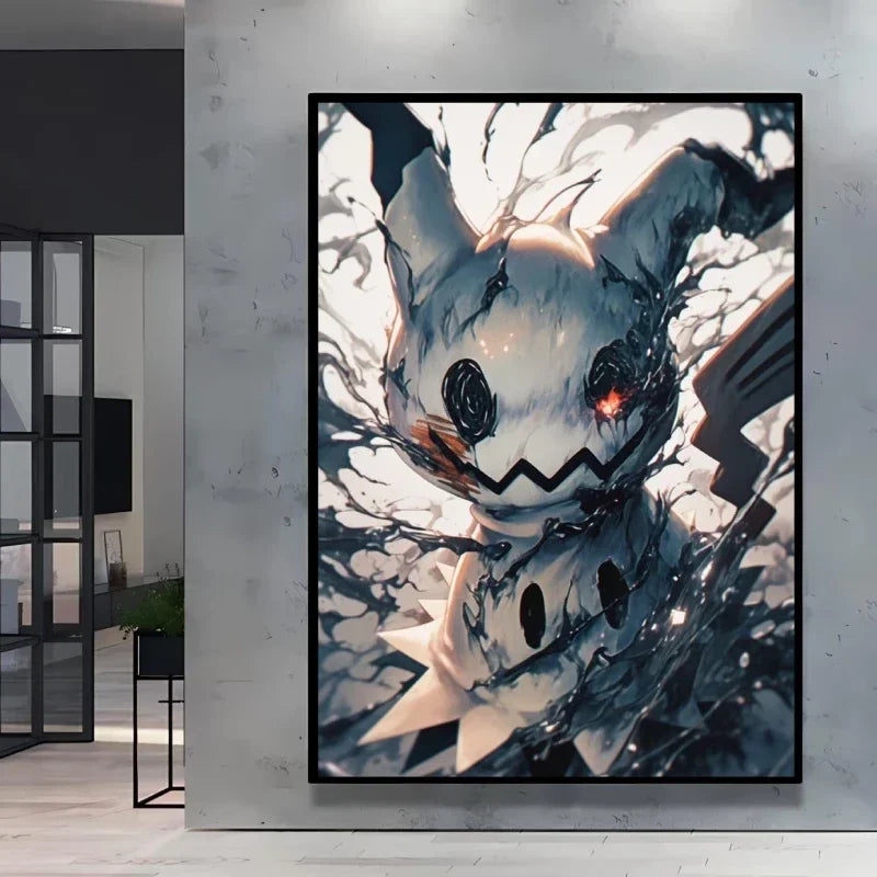 Pokemon Cartoon Poster Retro Pikachu Bulbasaur Mewtwo Anime Figures Canvas Painting Wall Decoration Poster Kids Decorate