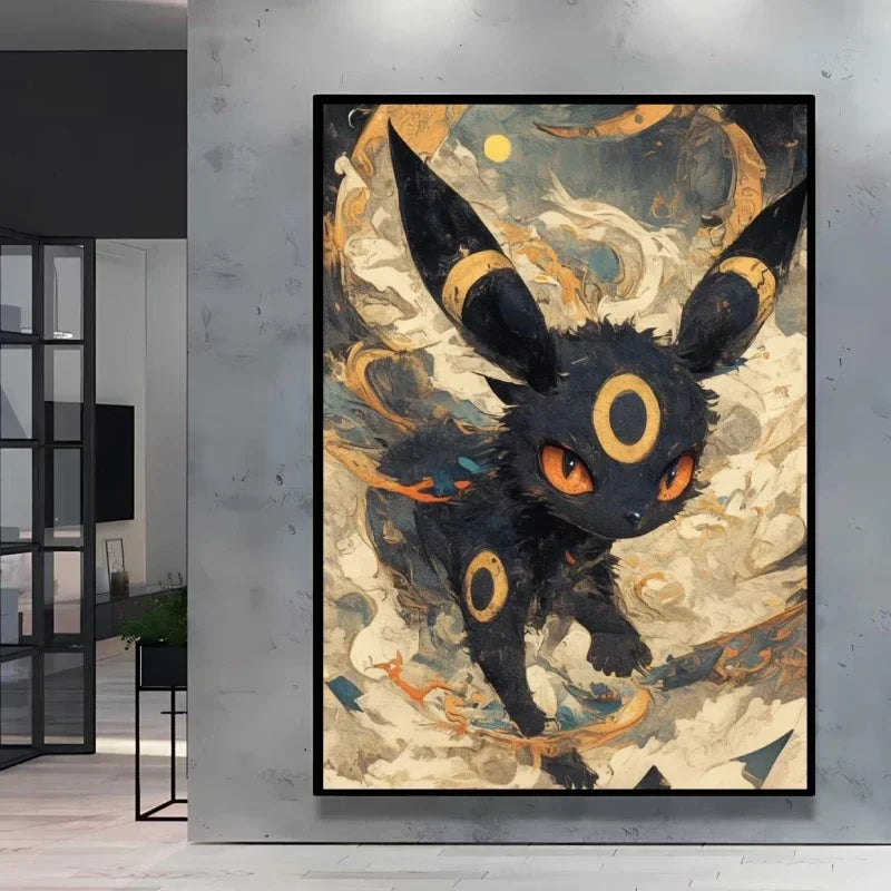 Pokemon Cartoon Poster Retro Pikachu Bulbasaur Mewtwo Anime Figures Canvas Painting Wall Decoration Poster Kids Decorate