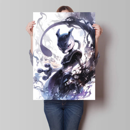 Pokemon Cartoon Poster Retro Pikachu Bulbasaur Mewtwo Anime Figures Canvas Painting Wall Decoration Poster Kids Decorate