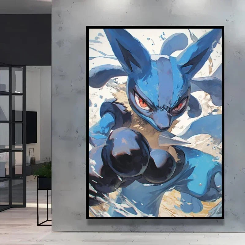 Pokemon Cartoon Poster Retro Pikachu Bulbasaur Mewtwo Anime Figures Canvas Painting Wall Decoration Poster Kids Decorate